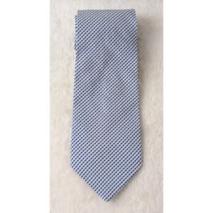 Jhane Barnes Silk Tie Blue White Micro‎ Check Pattern Classic Men's Necktie